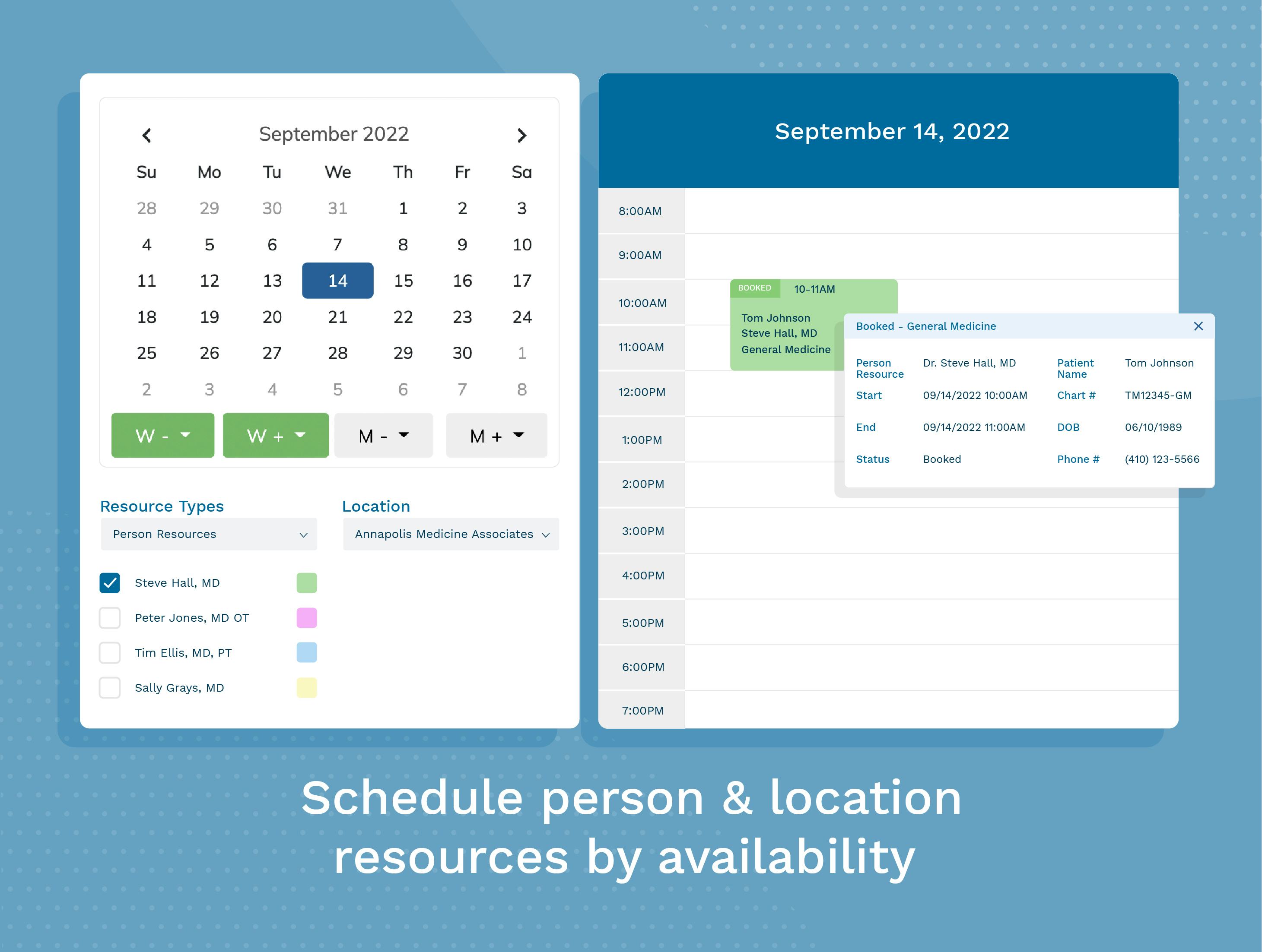 RXNT Software - RXNT Practice Scheduling Software. Sort, filter, and schedule by person (physicians, nurses, providers, etc.) and resources (treatment rooms, exam rooms, surgery, etc.) Available for desktop, tablet, & mobile (iOS & Android).