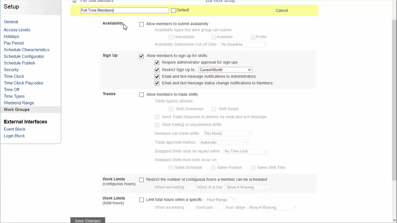 Aladtec Software - Set up and configure work groups, restrict total number of work hours and shift trades with Aladtec