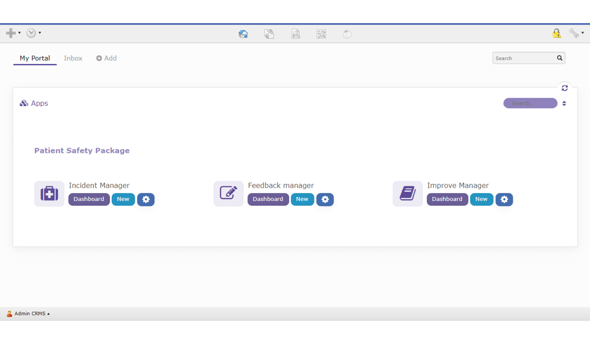 TPSC Cloud screenshot: Startpage Patient Safety Package