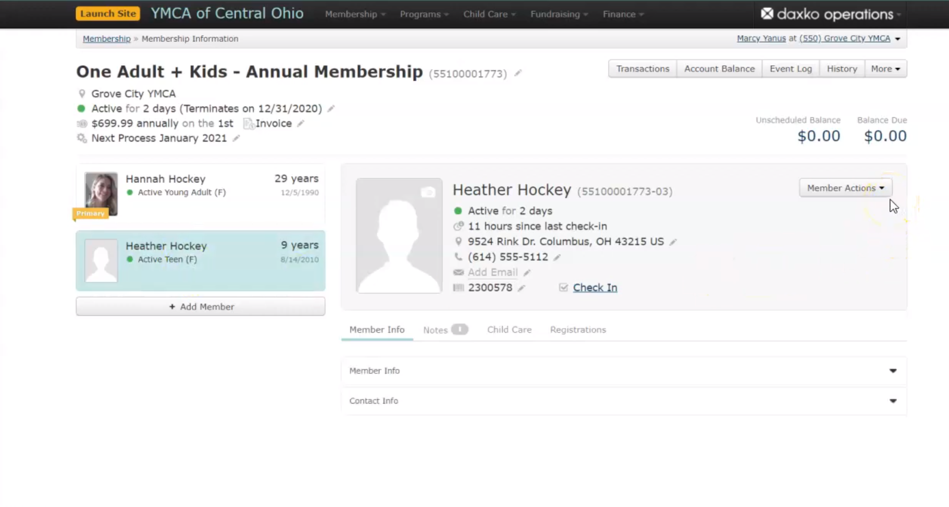 Daxko Operations membership