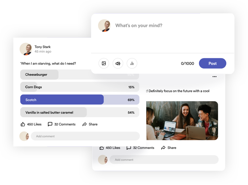 Engagement Hooks - Gamified engagement rules. A bustling event feed. Instant Meetings. Nuanced Matchmaking. Hooks that soar engagement graph towards North.