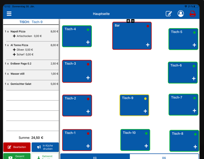 Orderlyze screenshot: Orderlyze table view