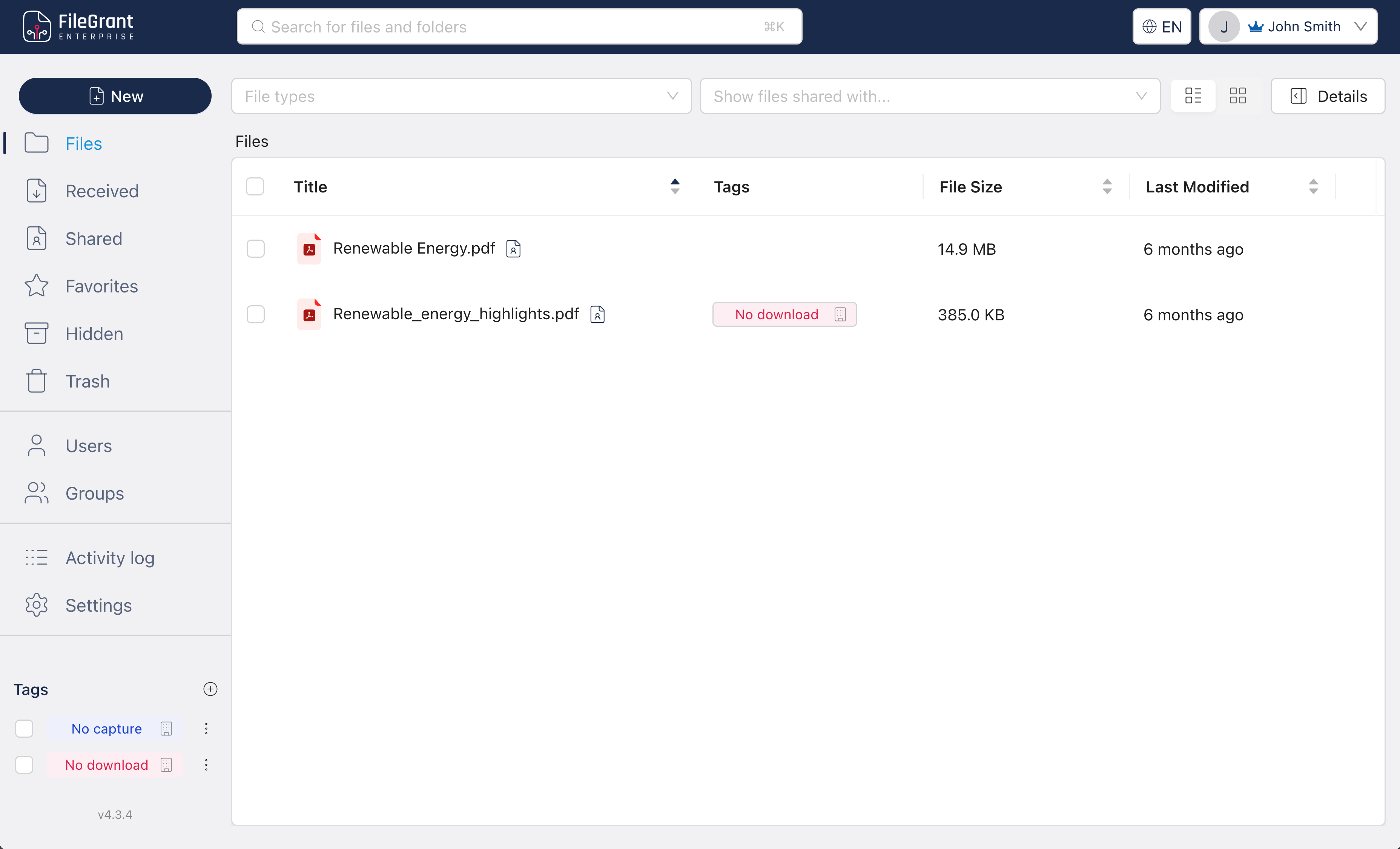 CyberGrant screenshot: CyberGrant files