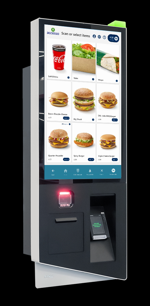 Food ordering interface for self-service kiosk.