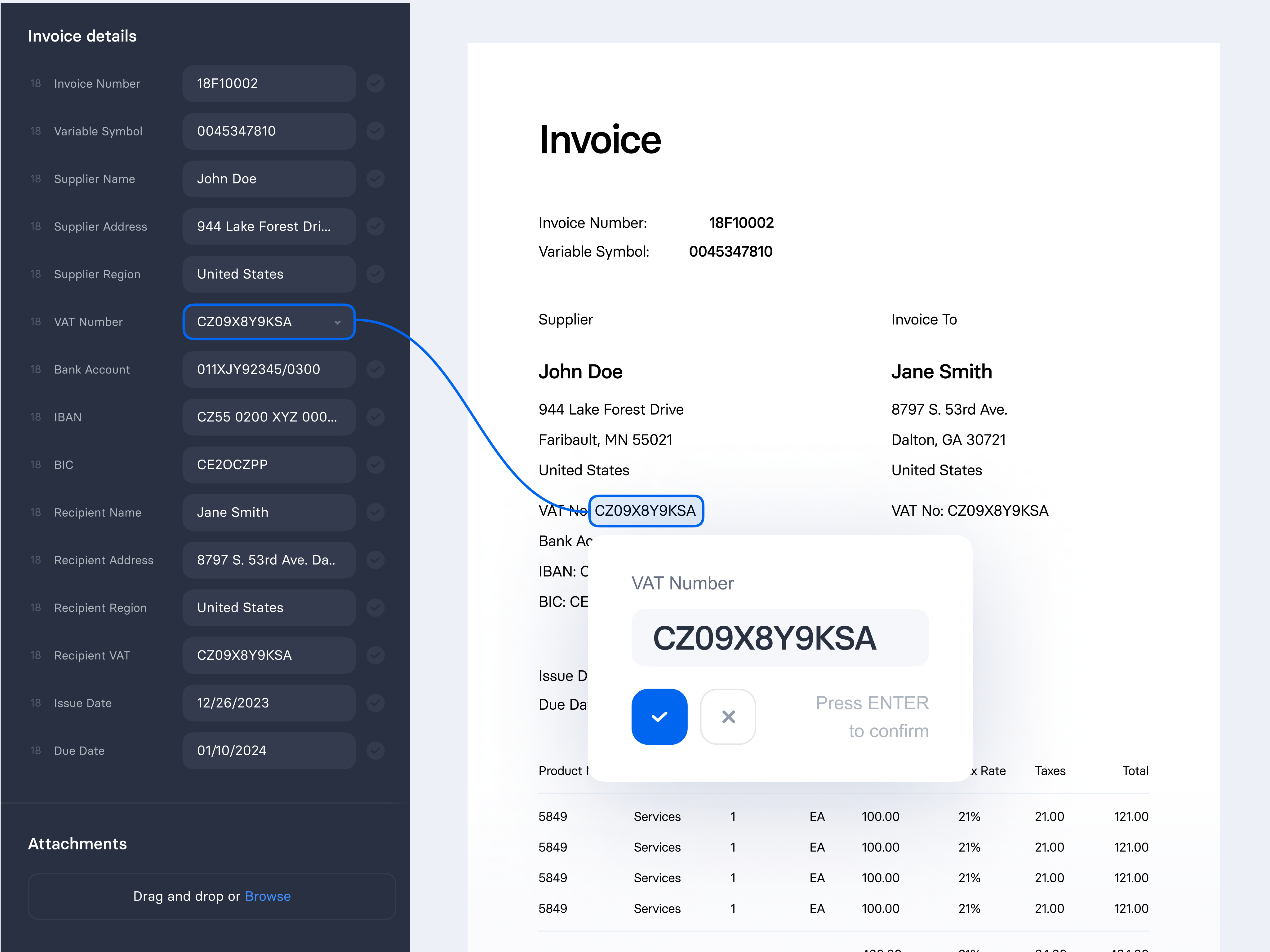 Automatic data extraction from invoices