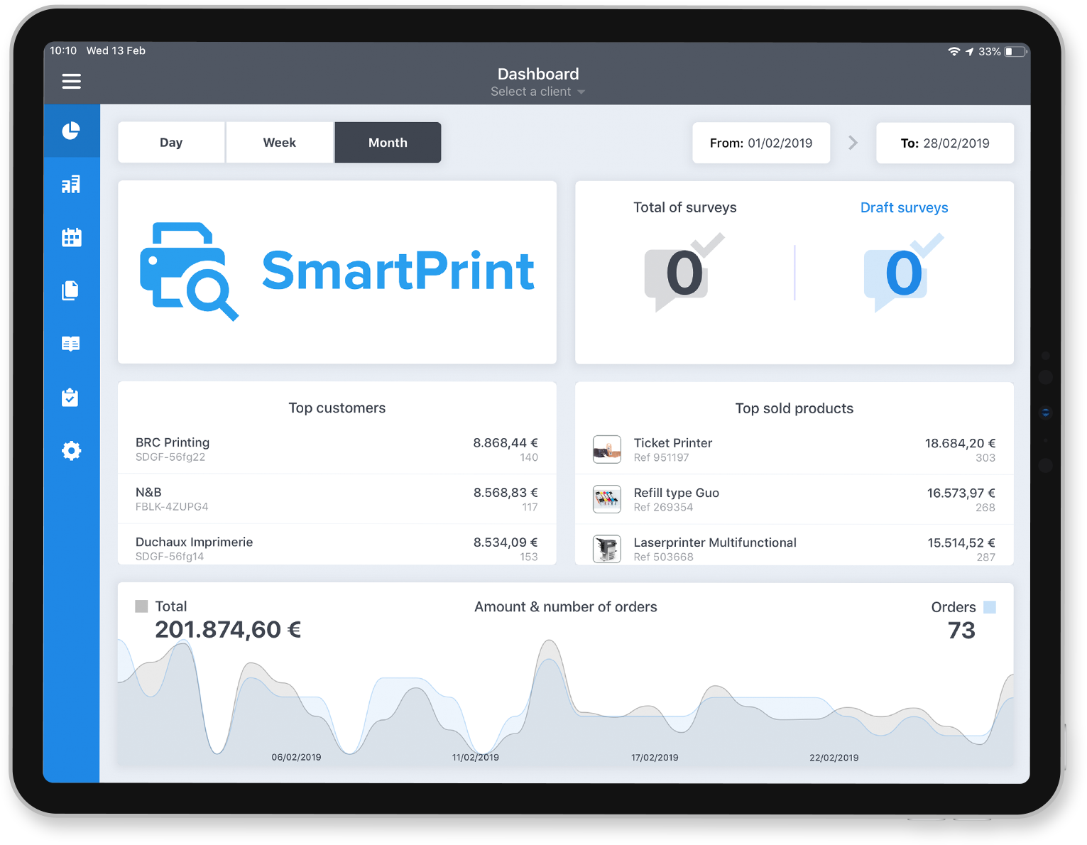 SmartSales Software - Get an overview of the state of your sales thanks to your dashboard.