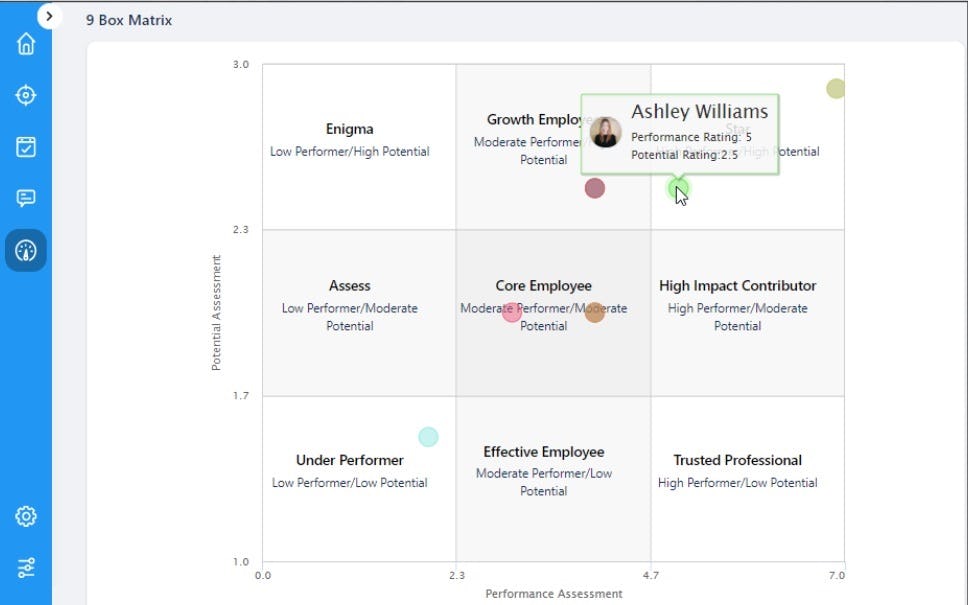 Profit.co Software - Performance Management - 9 Box Matrix View