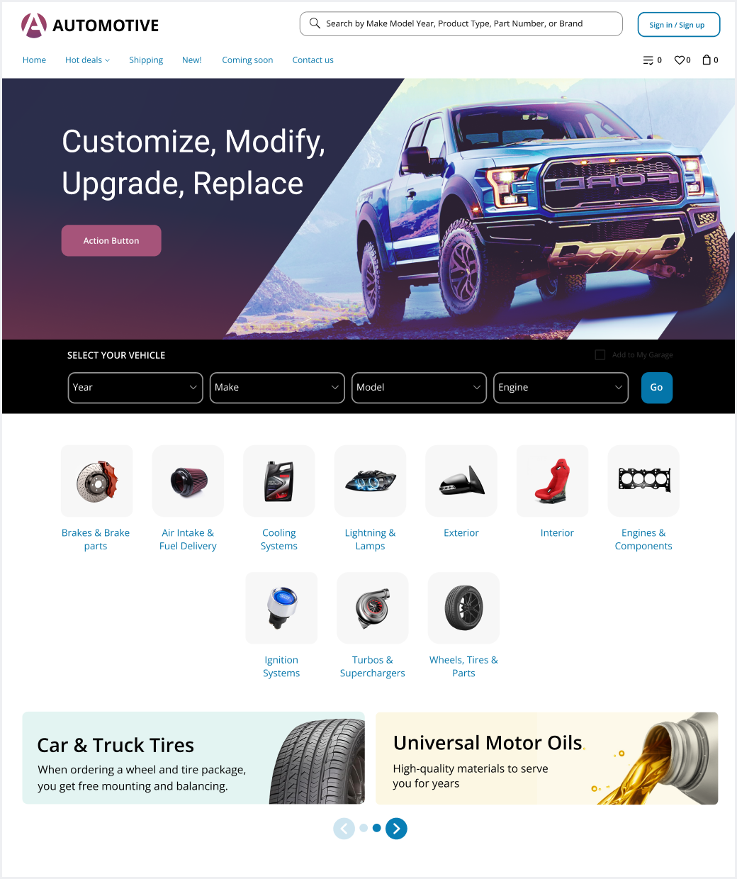 X-Cart screenshot: Automotive Storefront