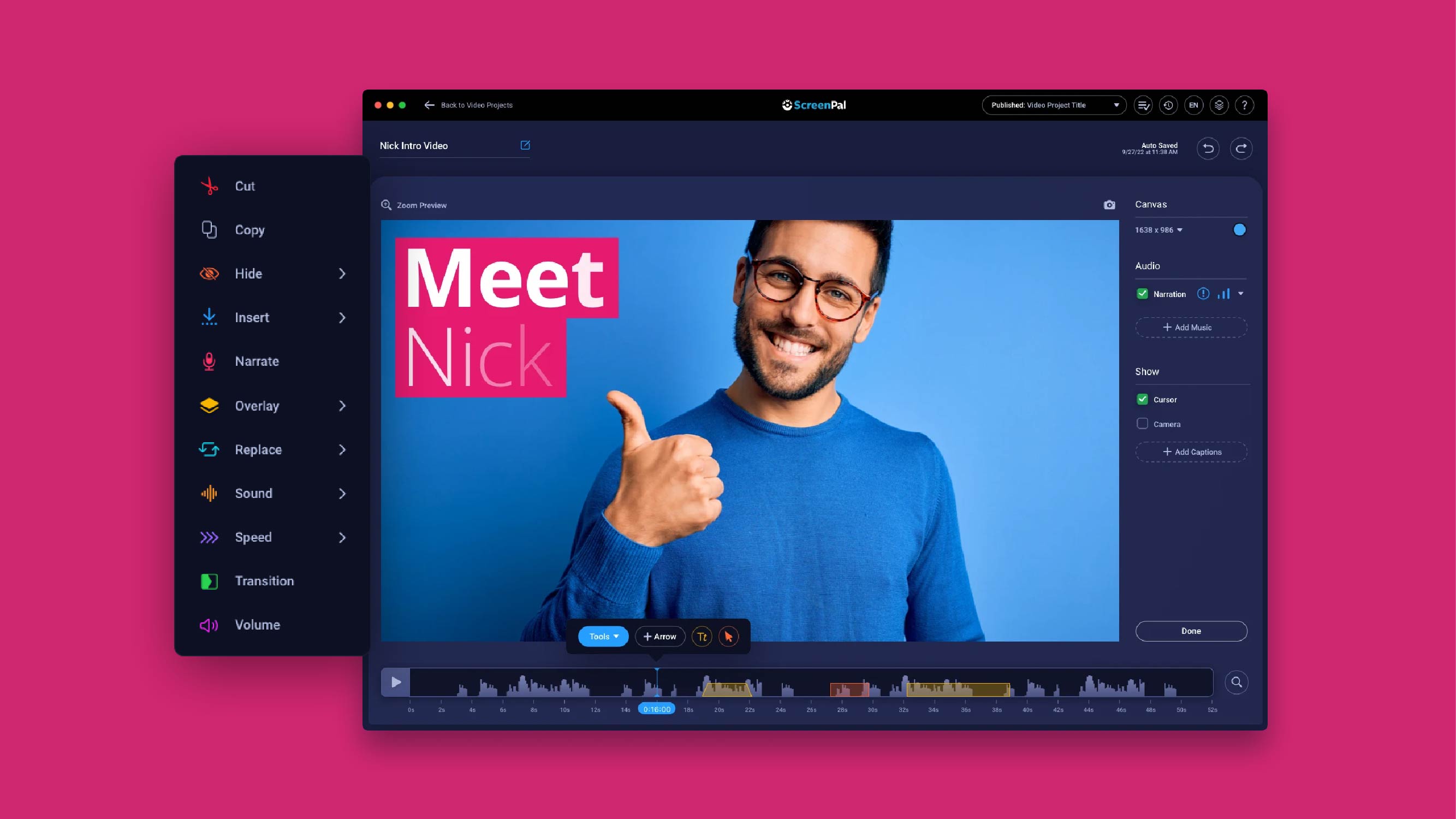 Easily edit videos and recordings with ScreenPal's intuitive video editor.
