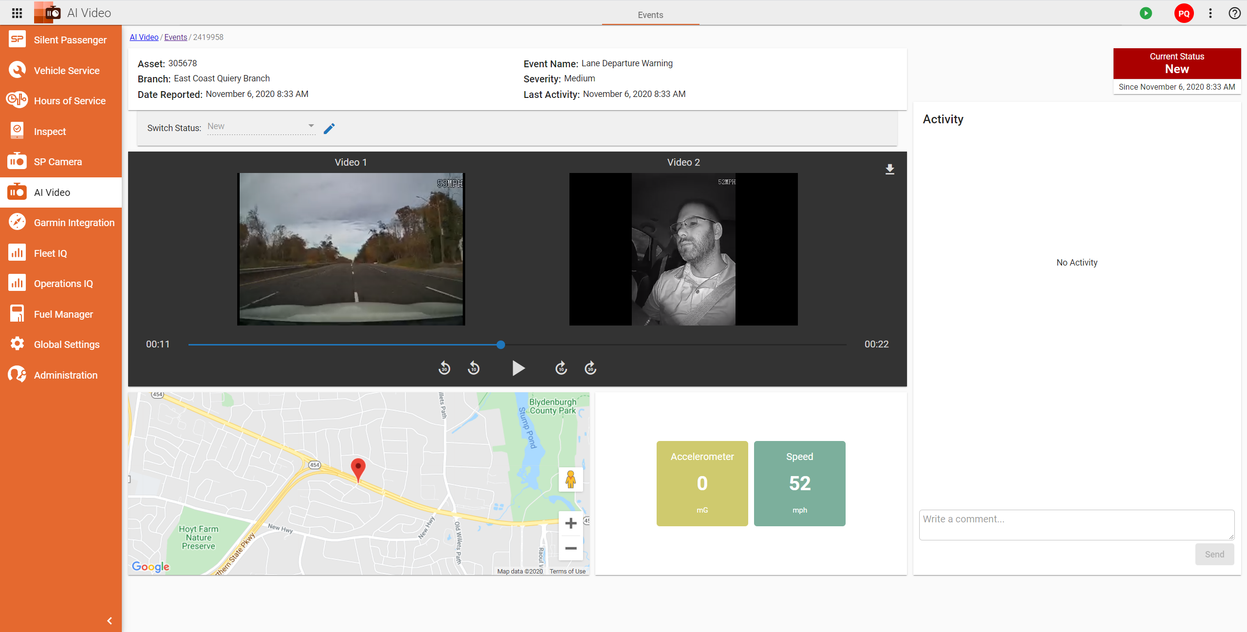 IntelliShift Software - Distracted Driving warning using AI Video