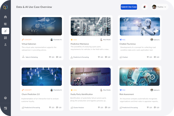 Casebase screenshot: Get a company-wide overview of all product ideas & use the knowledge of others