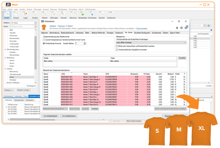 JTL screenshot: JTL-Wawi articles
