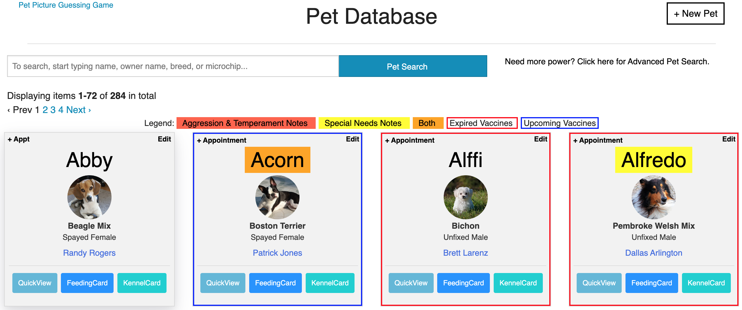 DoggieDashboard Pet Database