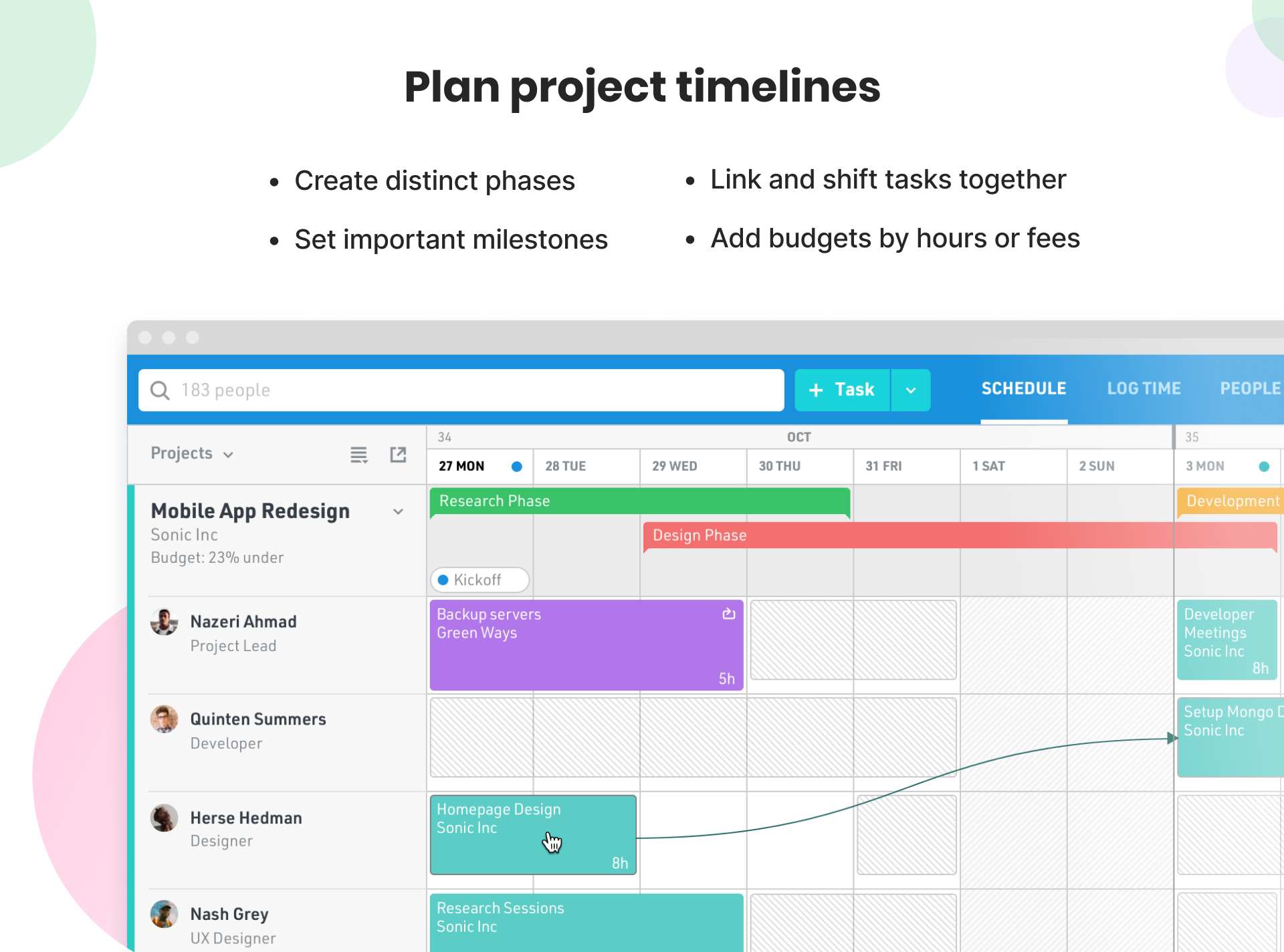 Create and visualize project timelines and task dependencies