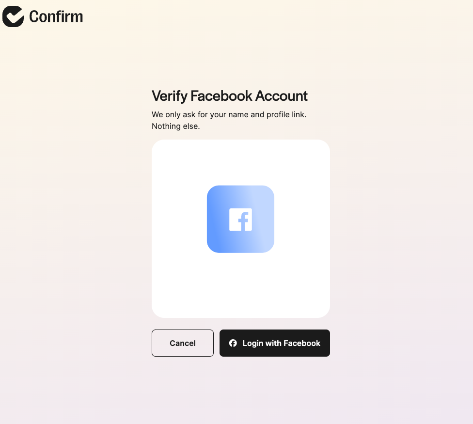 goConfirm Facebook Verification Page