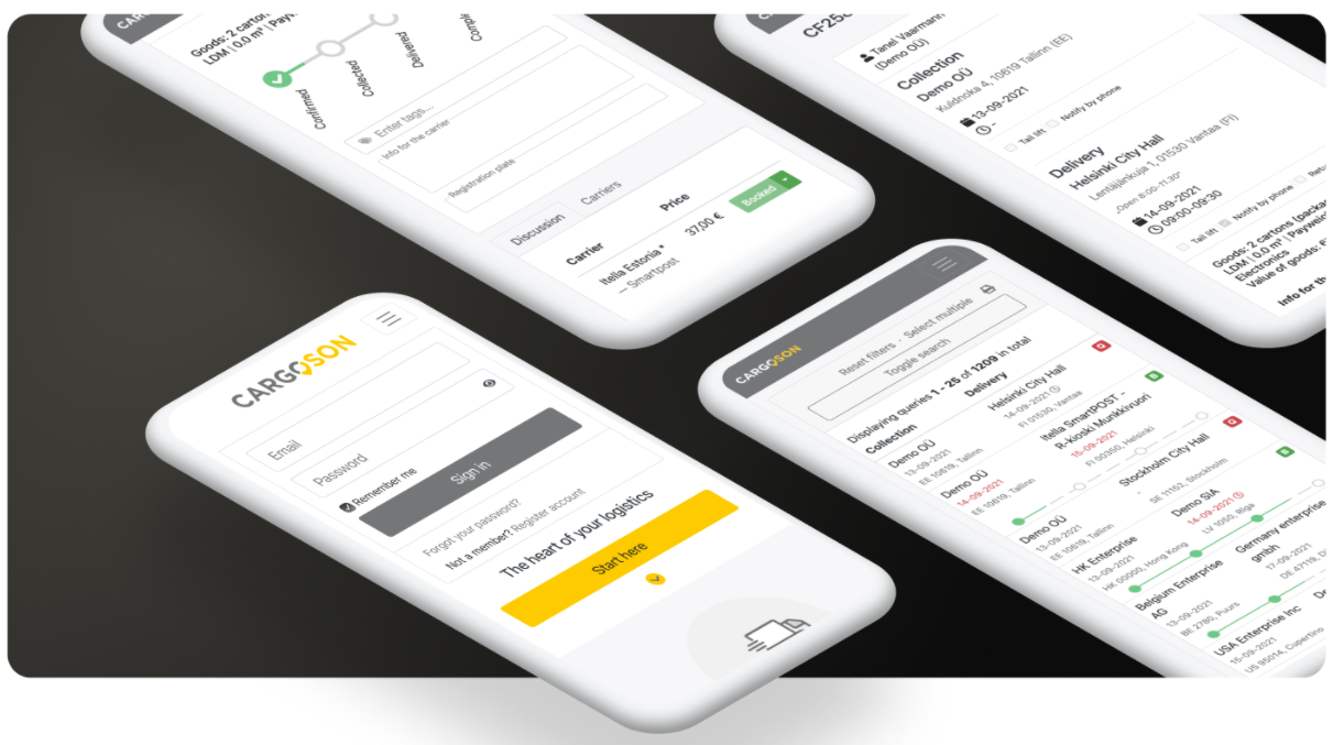 Cargoson mobile app in App Store or Google Play