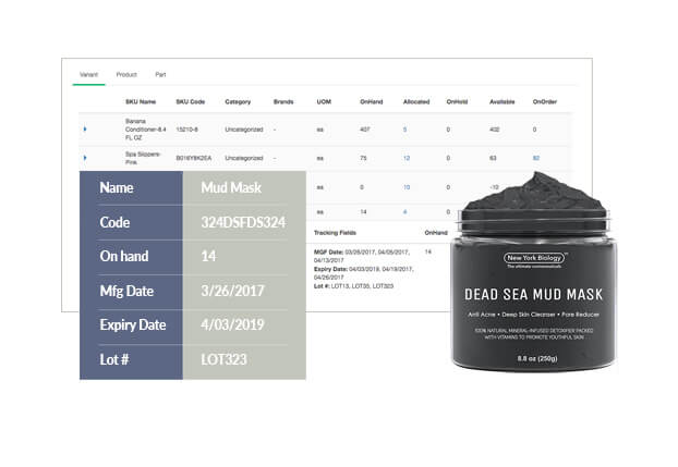 The manufacture date, expiry date, and lot number can be tracked for different product variants