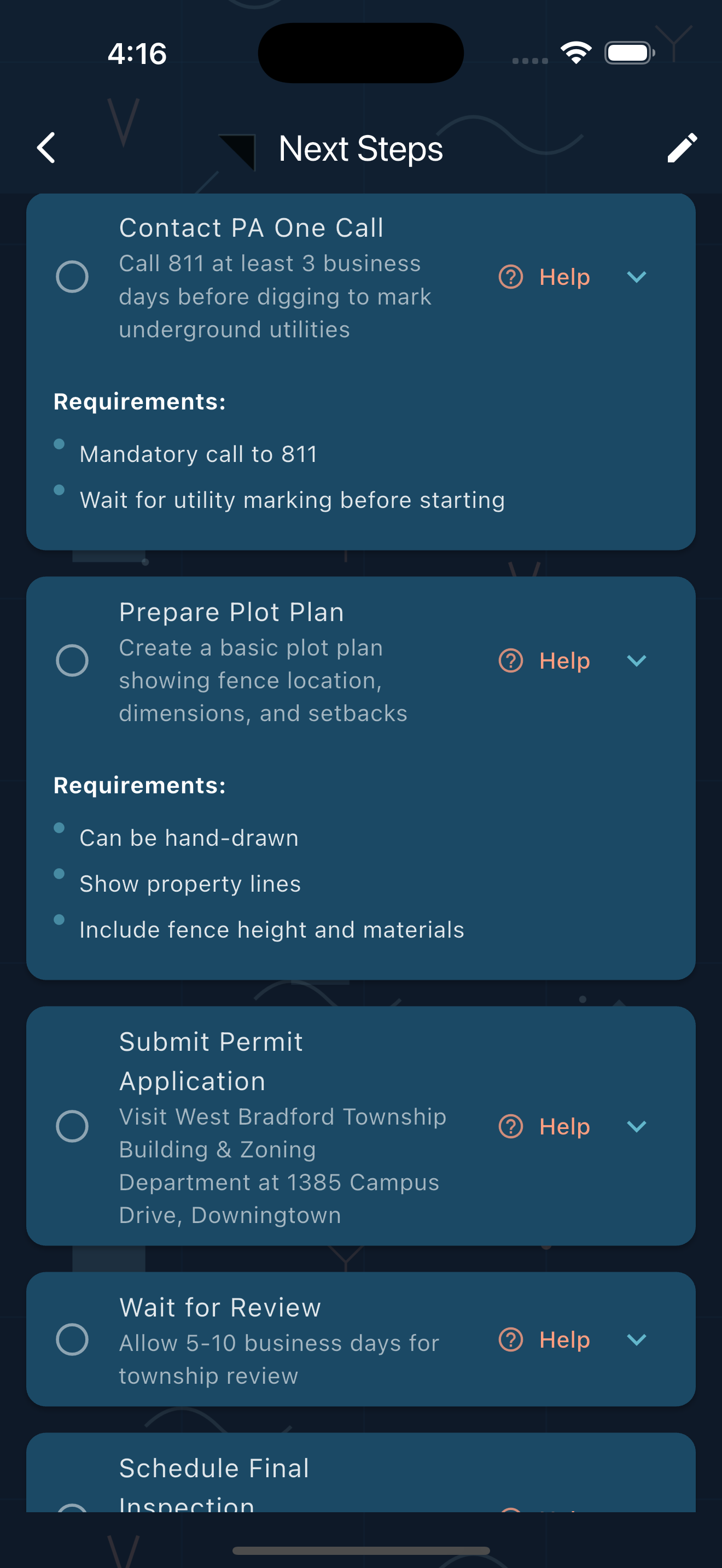 PermitZen screenshot: next steps on your permit process