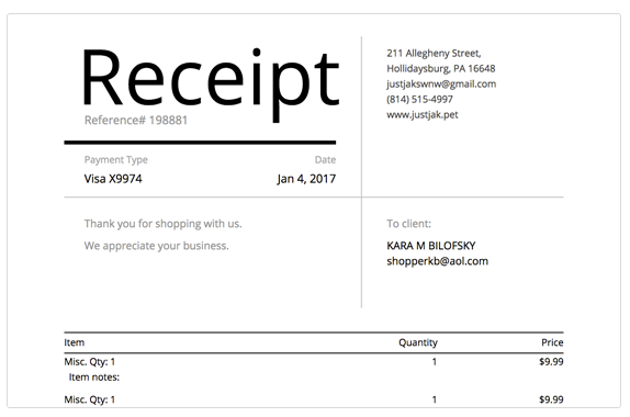 Create & manage digital receipts