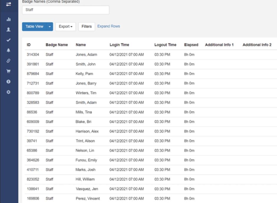 iVisitor Management screenshot: iVisitor Management access badge names
