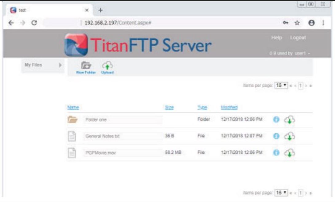 Titan FTP Server web interface