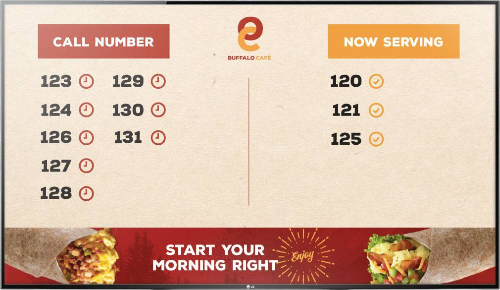 NexSigns restaurant order number display screenshot