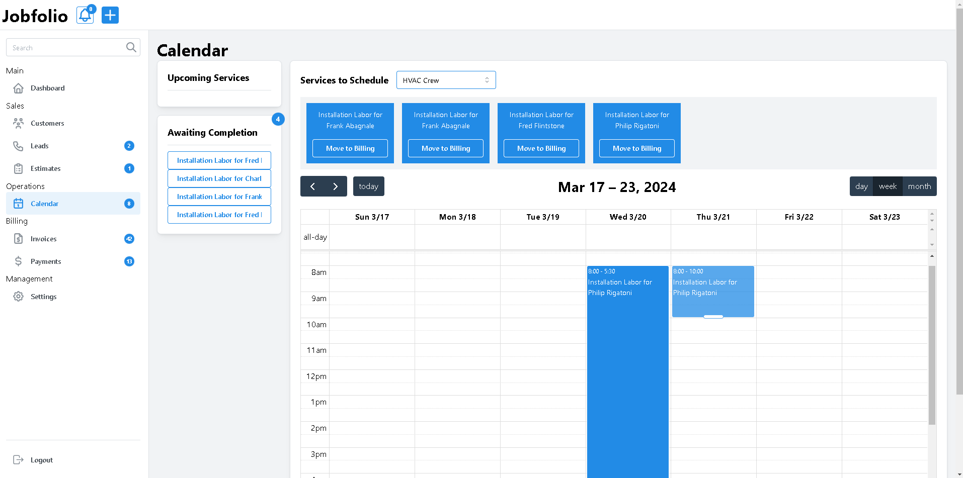 Quick drag and drop scheduling helps you to be sure that there's no job left behind.