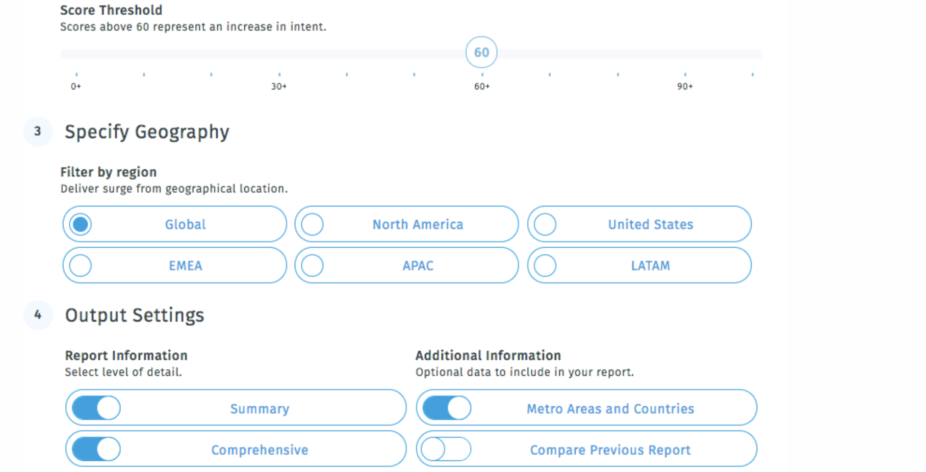 Company Surge Analytics filters and settings