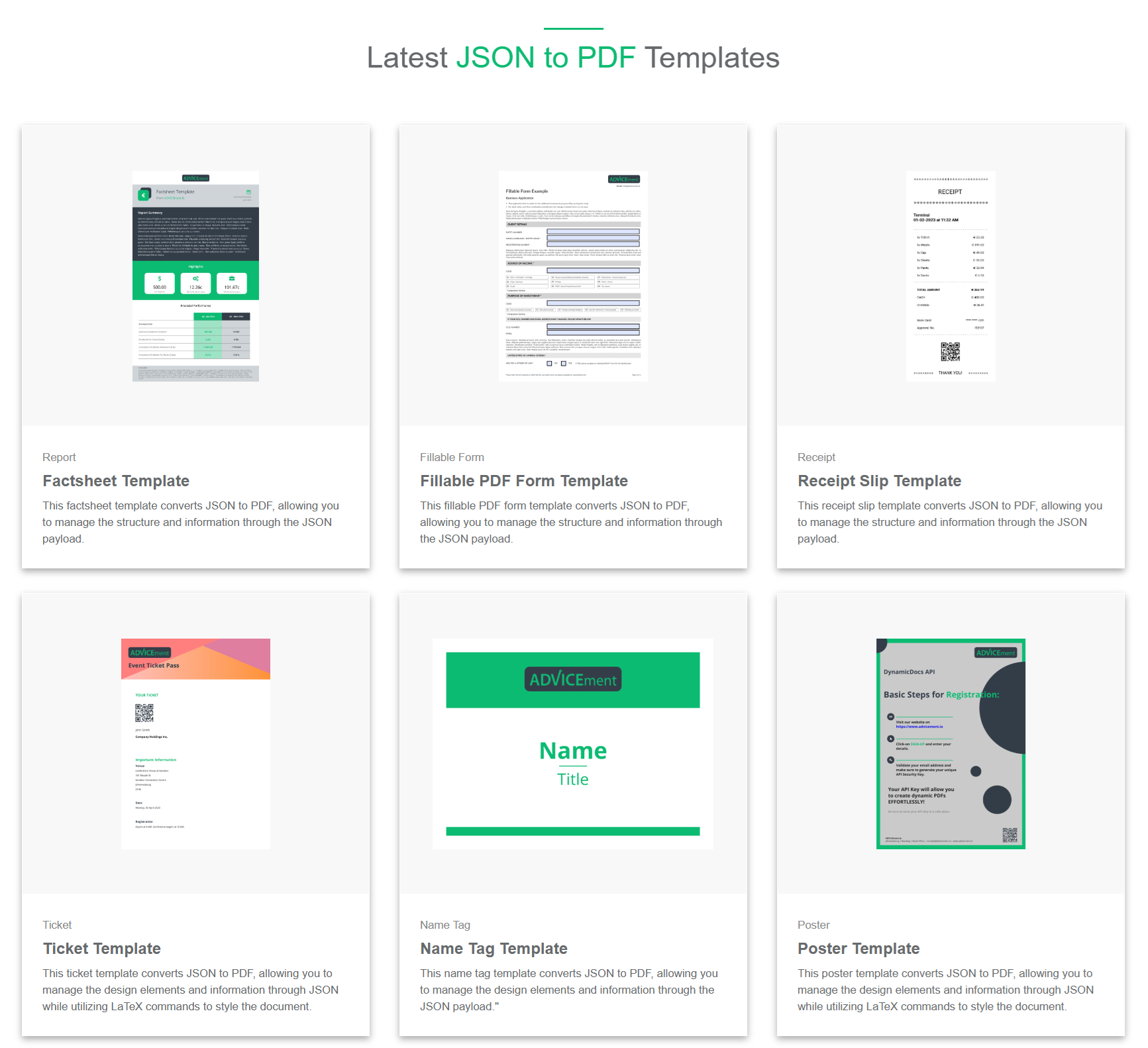 DynamicDocs API screenshot: DynamicDocs API JSON to PDF Templates