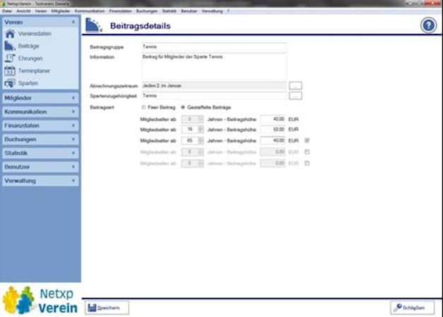 Netxp:Verein screenshot: Netxp:Verein contribution list