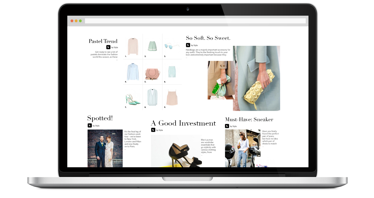 Styla.com screenshot: Styla's automated layout algorithm reduces time on content creation