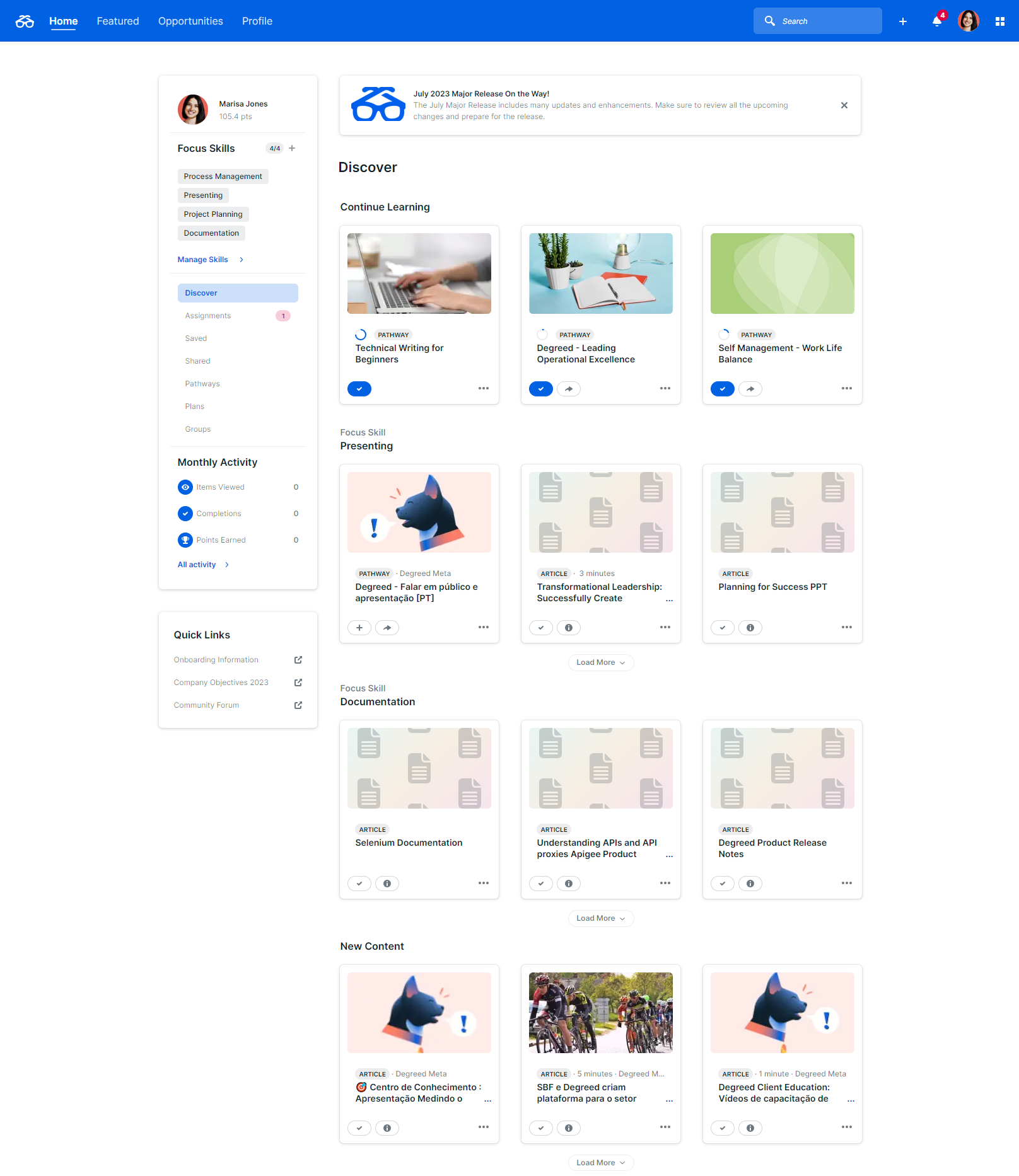 Degreed screenshot: Degreed Home Page