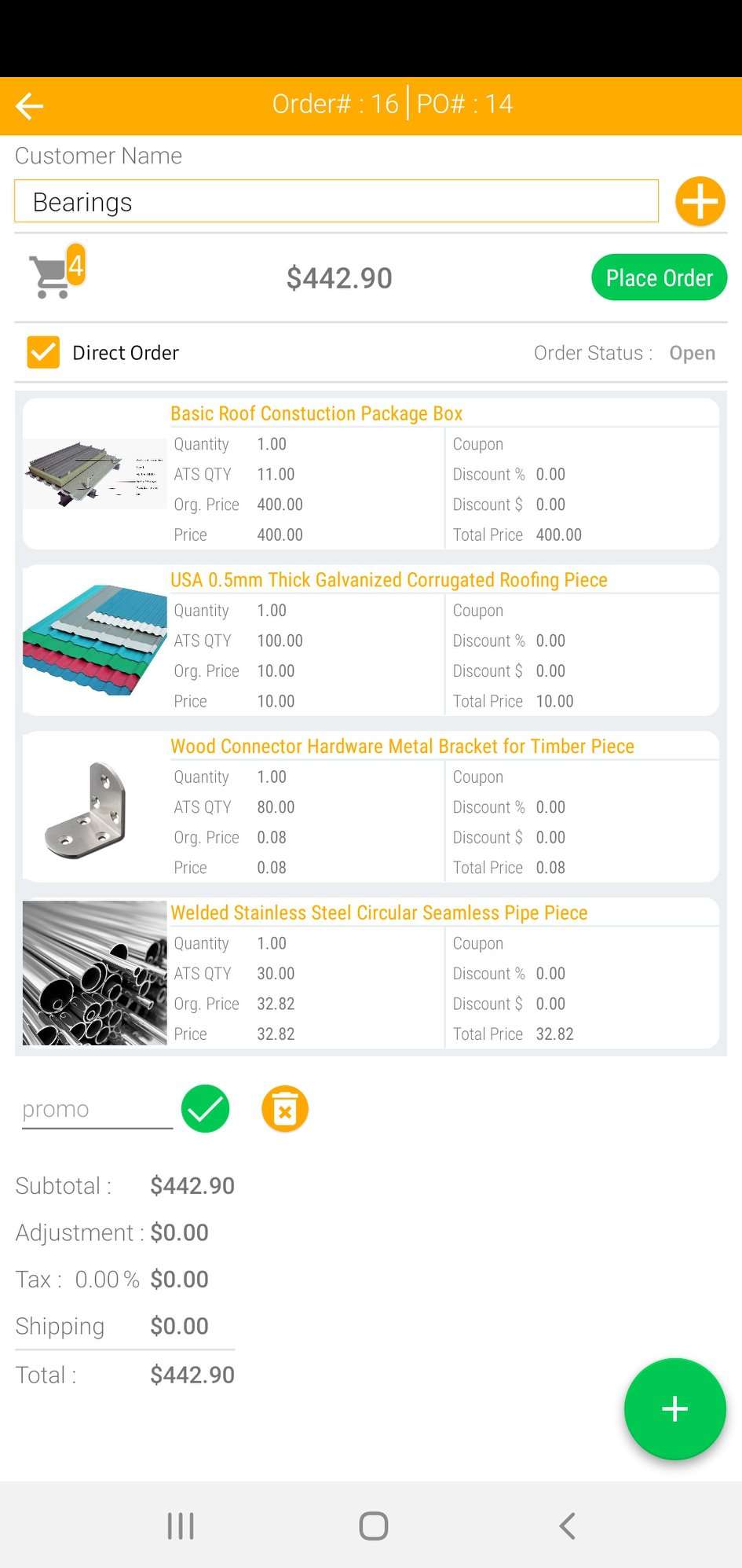 AdvancePro place order