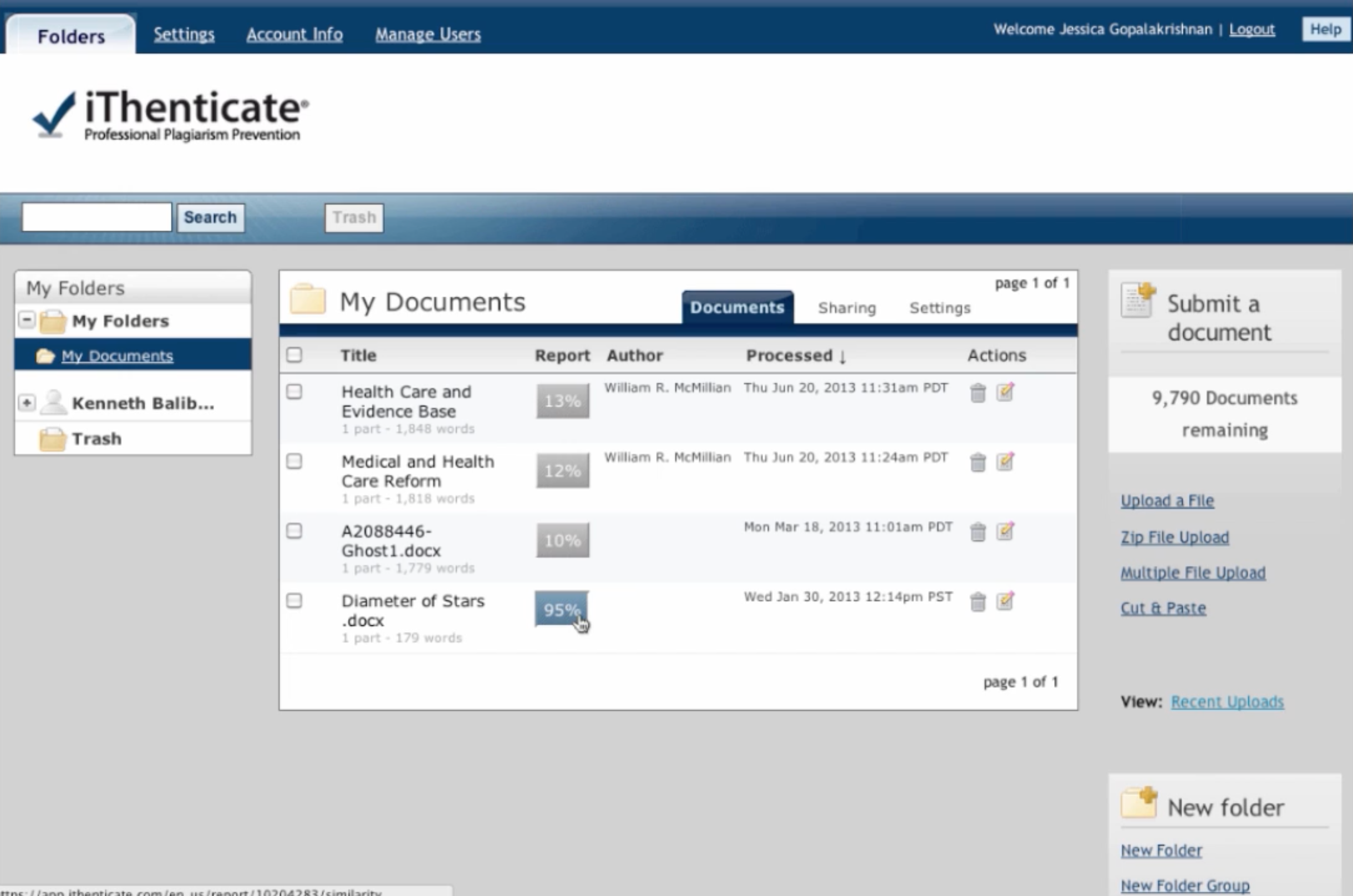 iThenticate Software - iThenticate documents