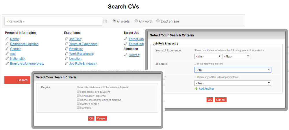 CV search tools