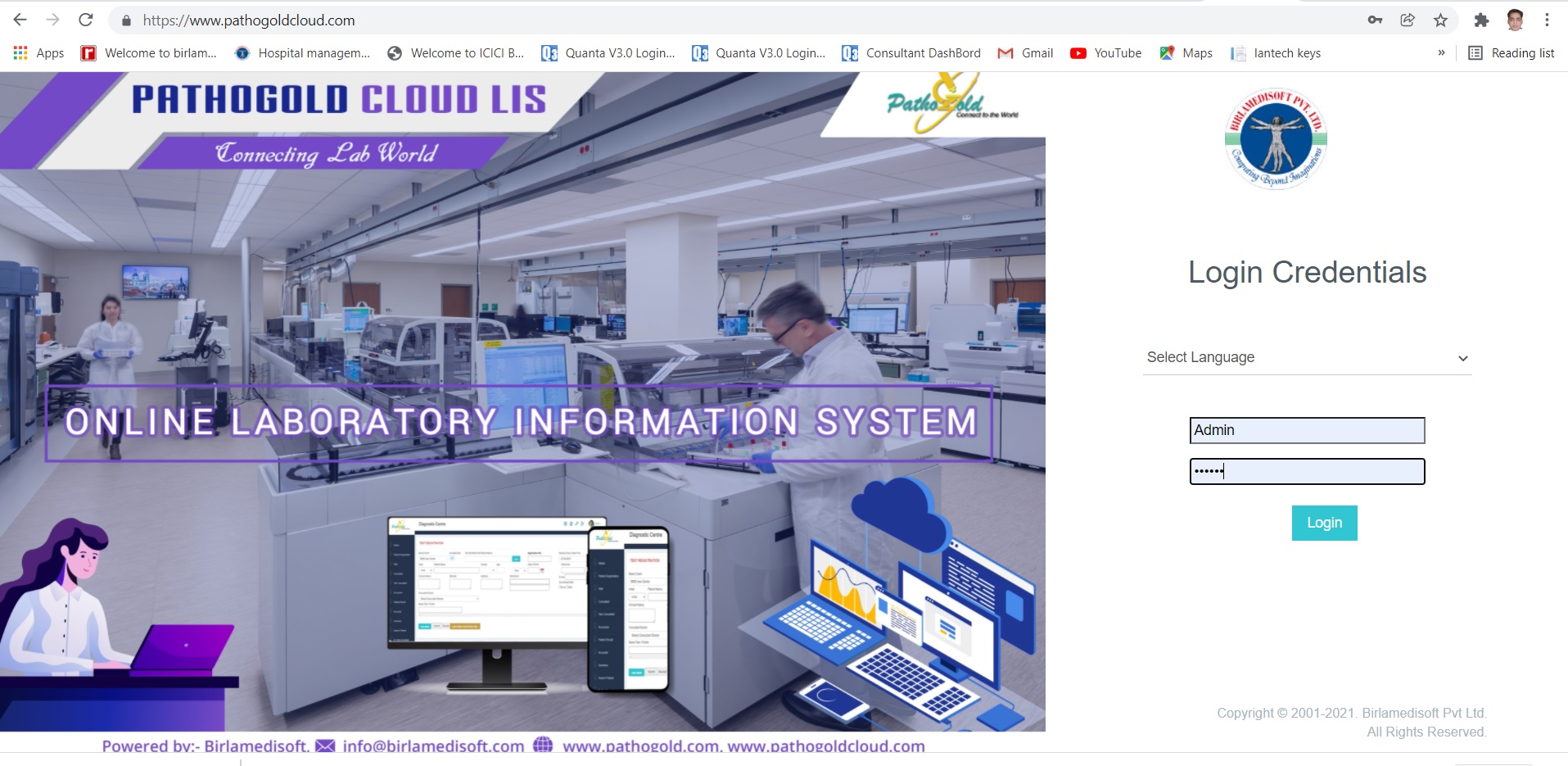 PathoGoldCloud, Cloud Lab Management Software, Subscription Based. It comes into various plans suitable for small to big pathology labs and diagnostics centre.  This software purely operates via Internet. Per year charges are applied. It comes with Androi