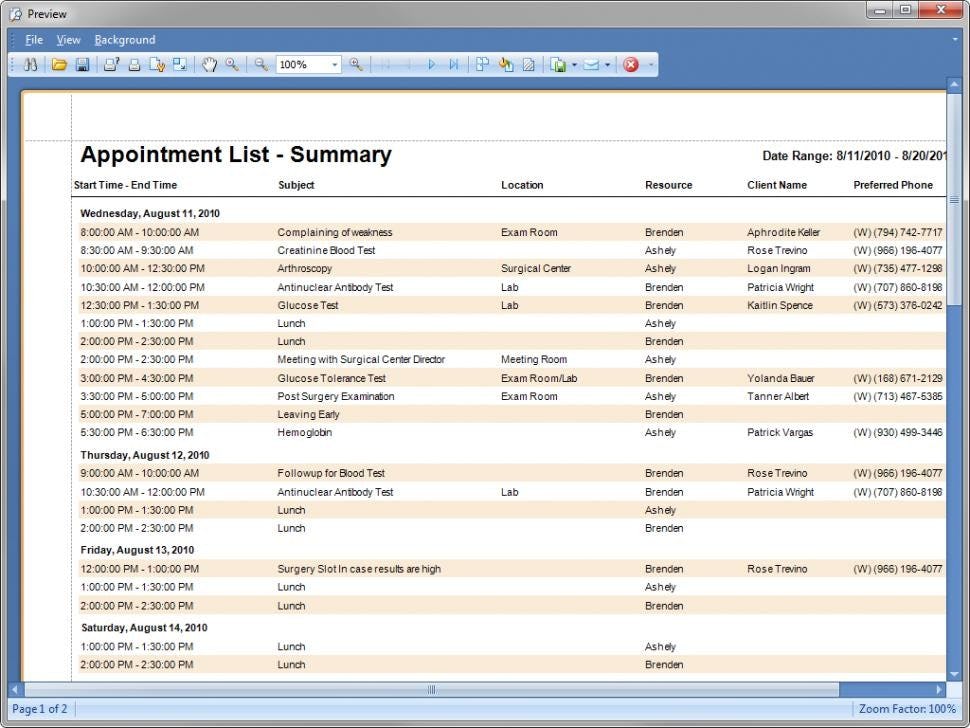 ScheduFlow Software - Appointment lists