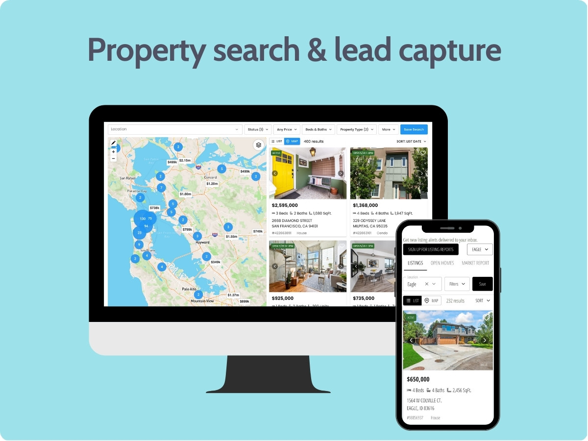 Our industry-leading IDX property search and lead capture converts your site traffic to registered leads. Max then uses your leads' property search activity to send personalized listing recommendations through automated text message & email campaigns.