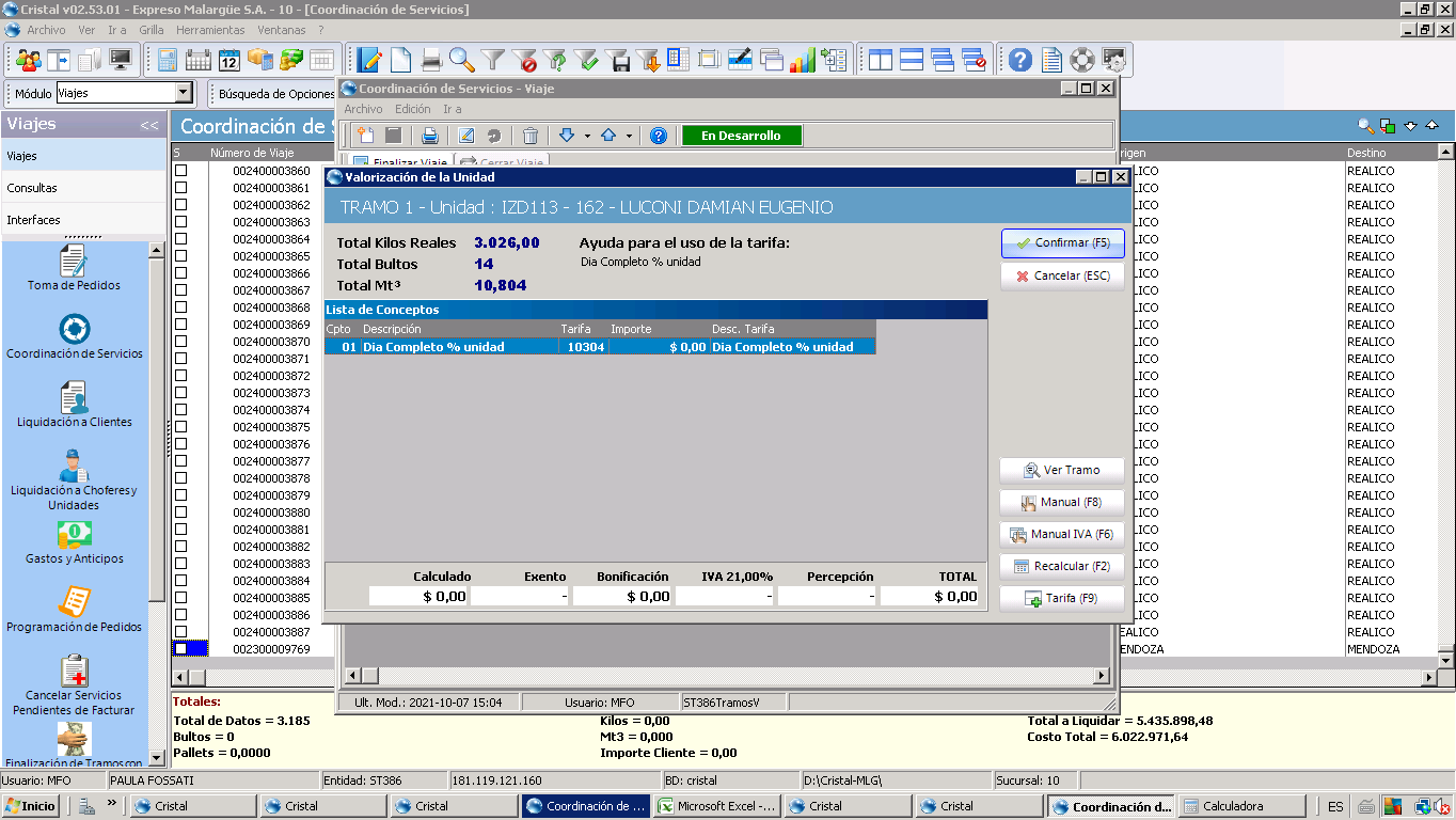 Cristal Software - Cristal unit valuation