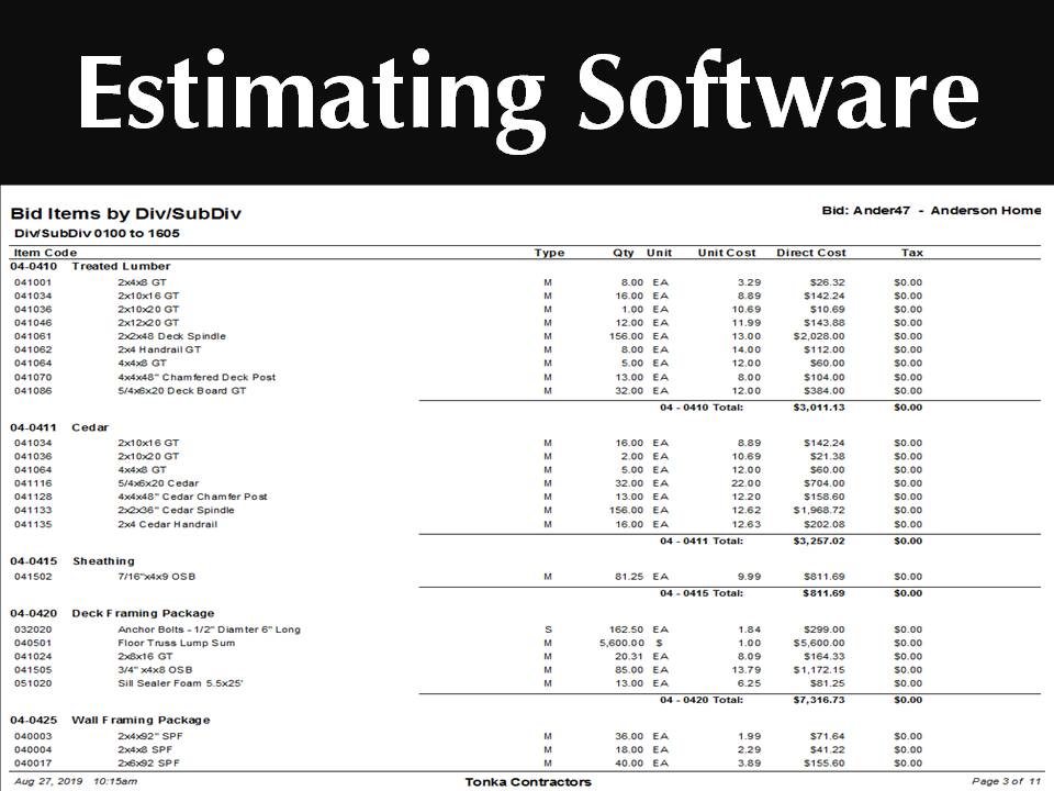 Estimating software