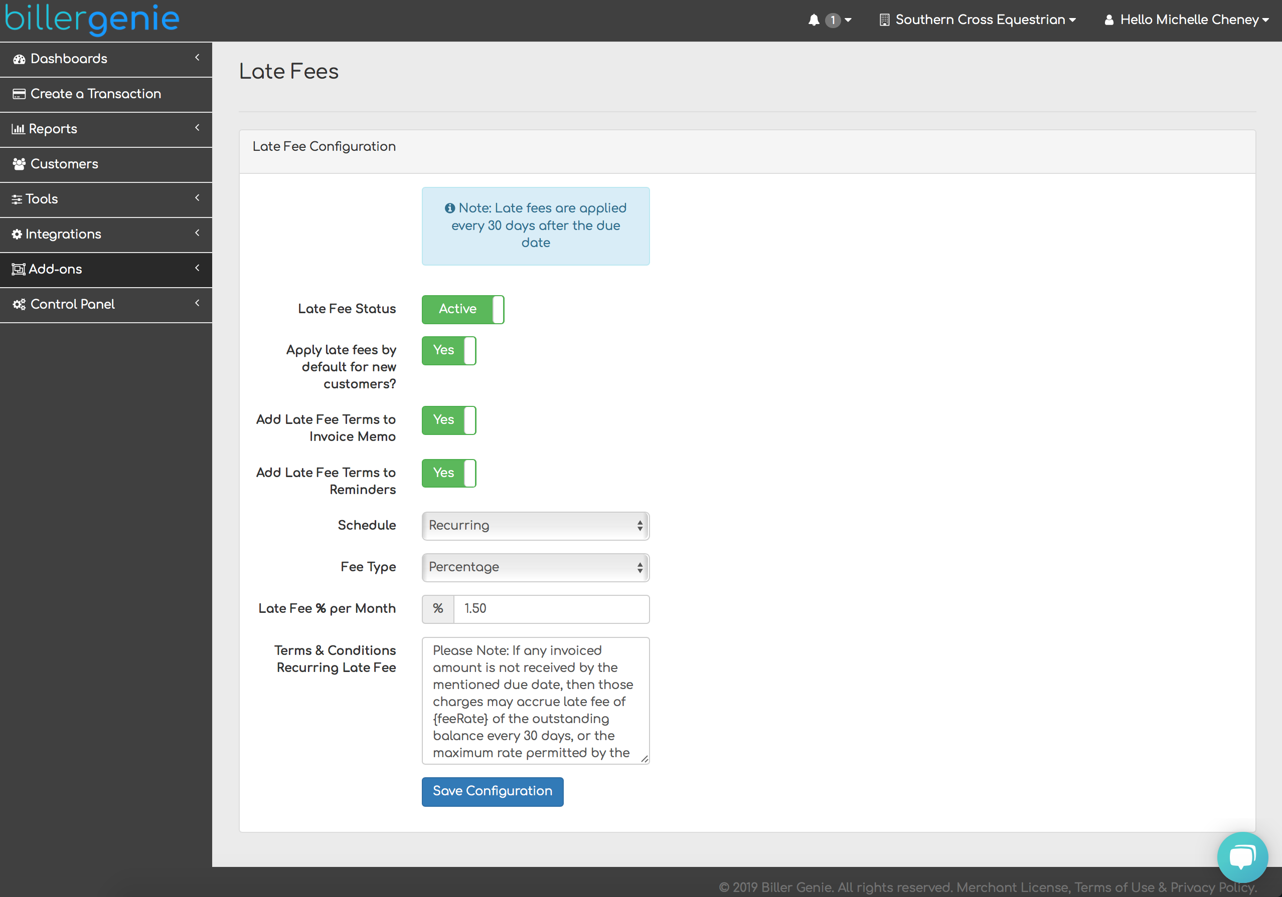 Biller Genie's Late Fee Manager allows you to charge fees for past due balances, encouraging positive payment behavior and adding money to your bottom line.