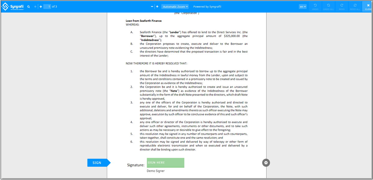Syngrafii screenshot: Syngrafii electronic signature