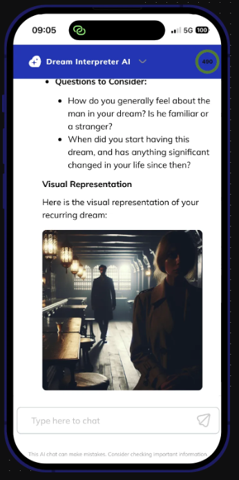 Dream Interpreter AI screenshot: Dream Interpreter AI AI-enabled chat