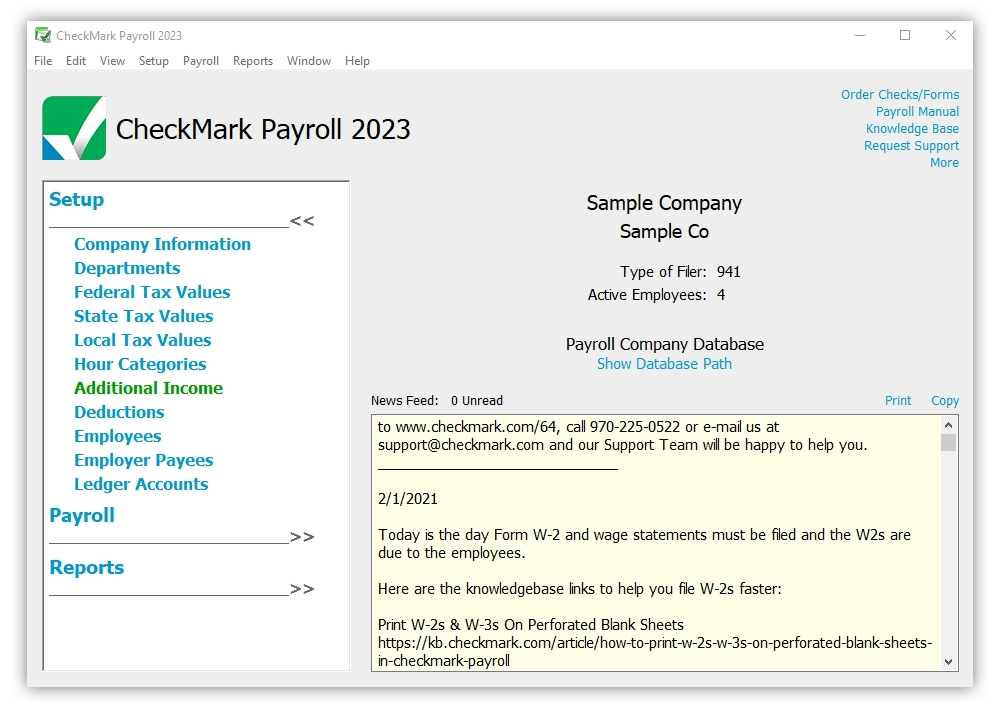 CheckMark Payroll Software - Payroll Software Dashboard