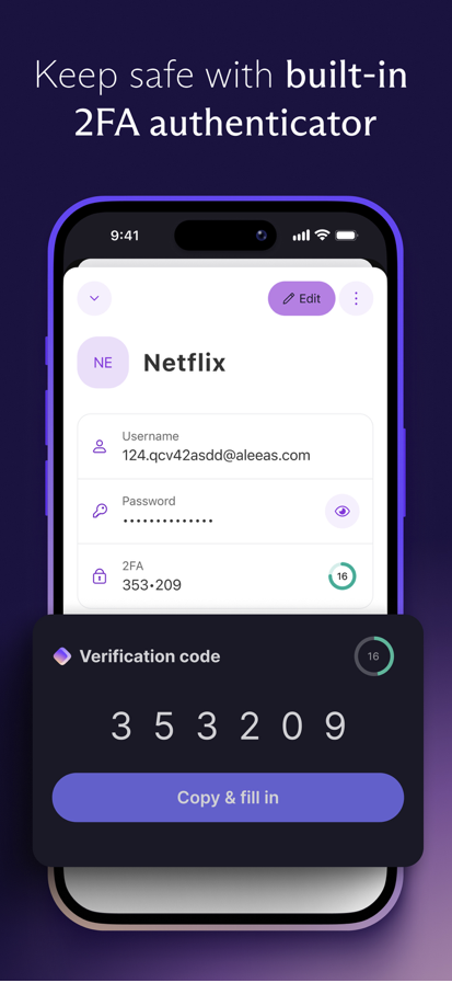 Proton Pass screenshot: Proton Pass 2-factor-authenticator