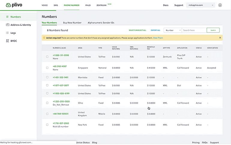 Zentrunk Software - Numbers directory
