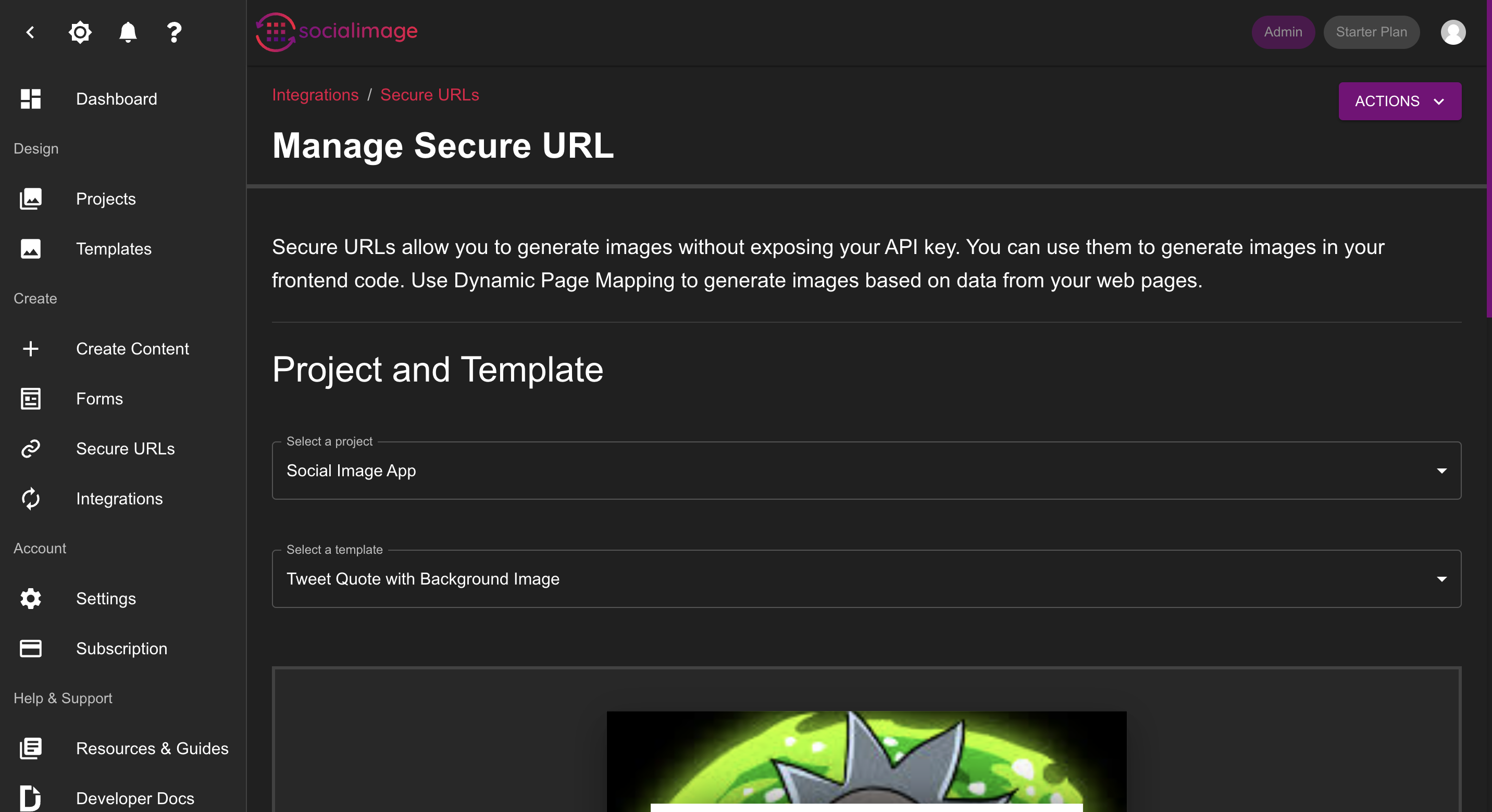 Create pre-signed secure URLs to generate images on demand without sharing your API key