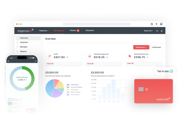 ExpenseIn screenshot: ExpenseIn mobile and laptop interface.
