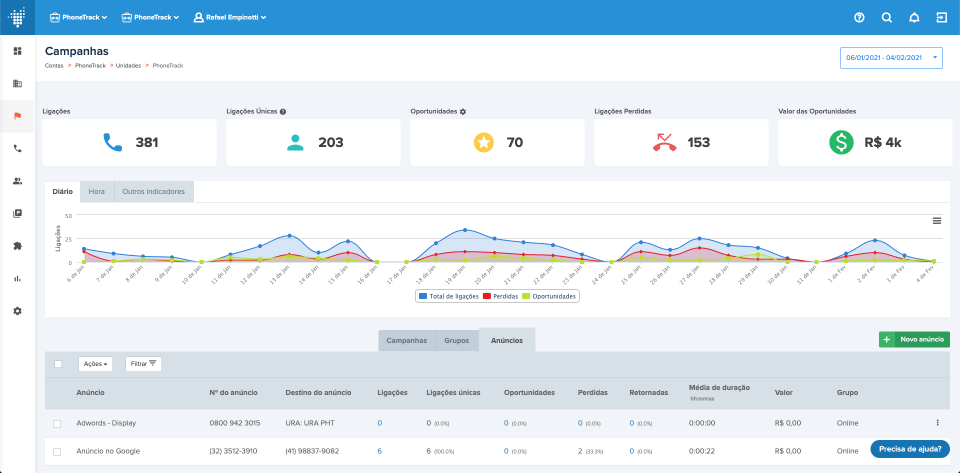 PhoneTrack screenshot: PhoneTrack campaigns