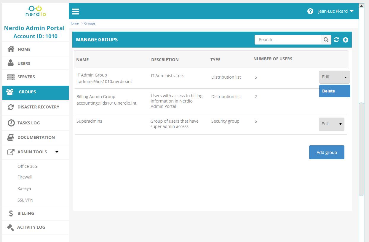 Manage groups and permissions